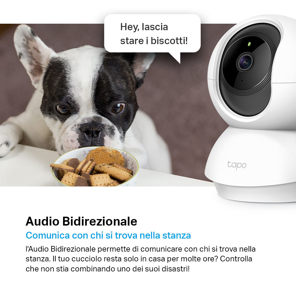 Tapo C200 Telecamera Wi-Fi Interno 1080P FHD, 360° Visuale, 2pz