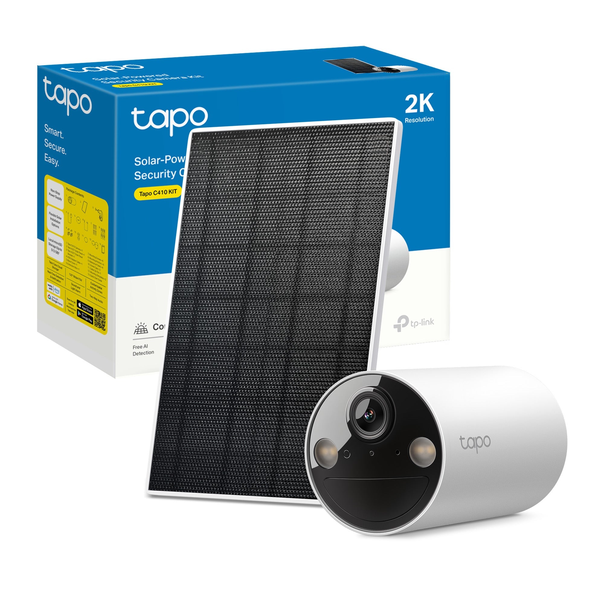 Tapo C410 KIT Telecamera Wi-Fi Esterno a Batteria 2K 3MP con Panello Solare, Visione Notturna a Colori