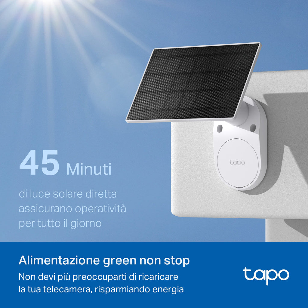 Tapo C410 KIT Telecamera Wi-Fi Esterno a Batteria 2K 3MP con Panello Solare, Visione Notturna a Colori