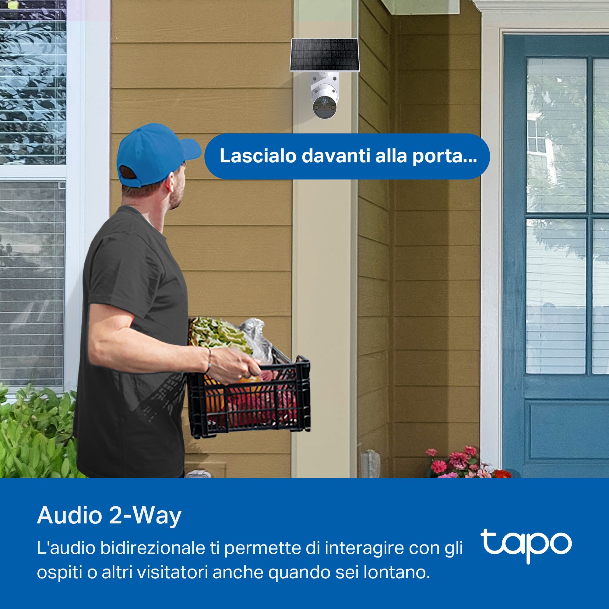Tapo C410 KIT Telecamera Wi-Fi Esterno a Batteria 2K 3MP con Panello Solare, Visione Notturna a Colori