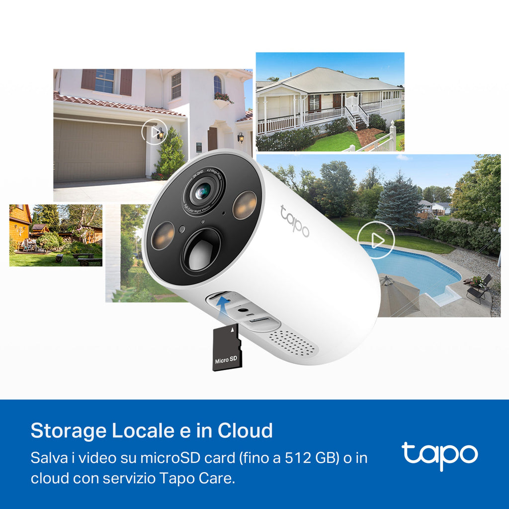 Tapo C425 KIT Telecamera Wi-Fi Esterno a Batteria 2K 4MP con Pannello Solare, Visione Notturna a Colori