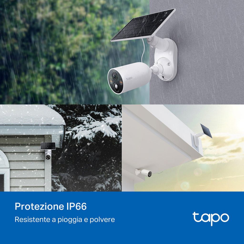 Tapo C425 KIT Telecamera Wi-Fi Esterno a Batteria 2K 4MP con Pannello Solare, Visione Notturna a Colori