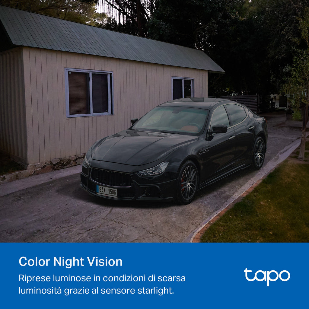 Tapo C425 KIT Telecamera Wi-Fi Esterno a Batteria 2K 4MP con Pannello Solare, Visione Notturna a Colori
