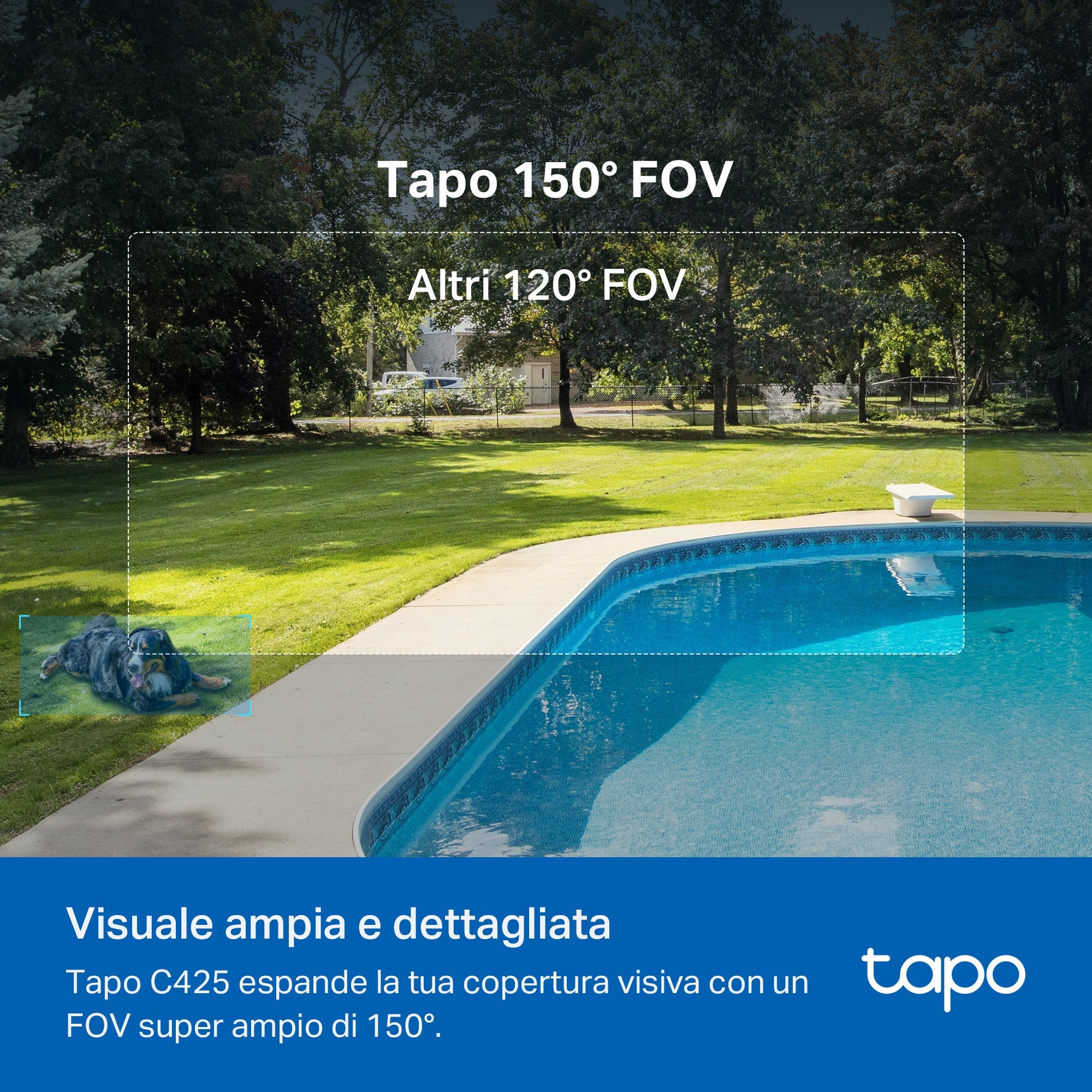 Tapo C425 KIT Telecamera Wi-Fi Esterno a Batteria 2K 4MP con Pannello Solare, Visione Notturna a Colori