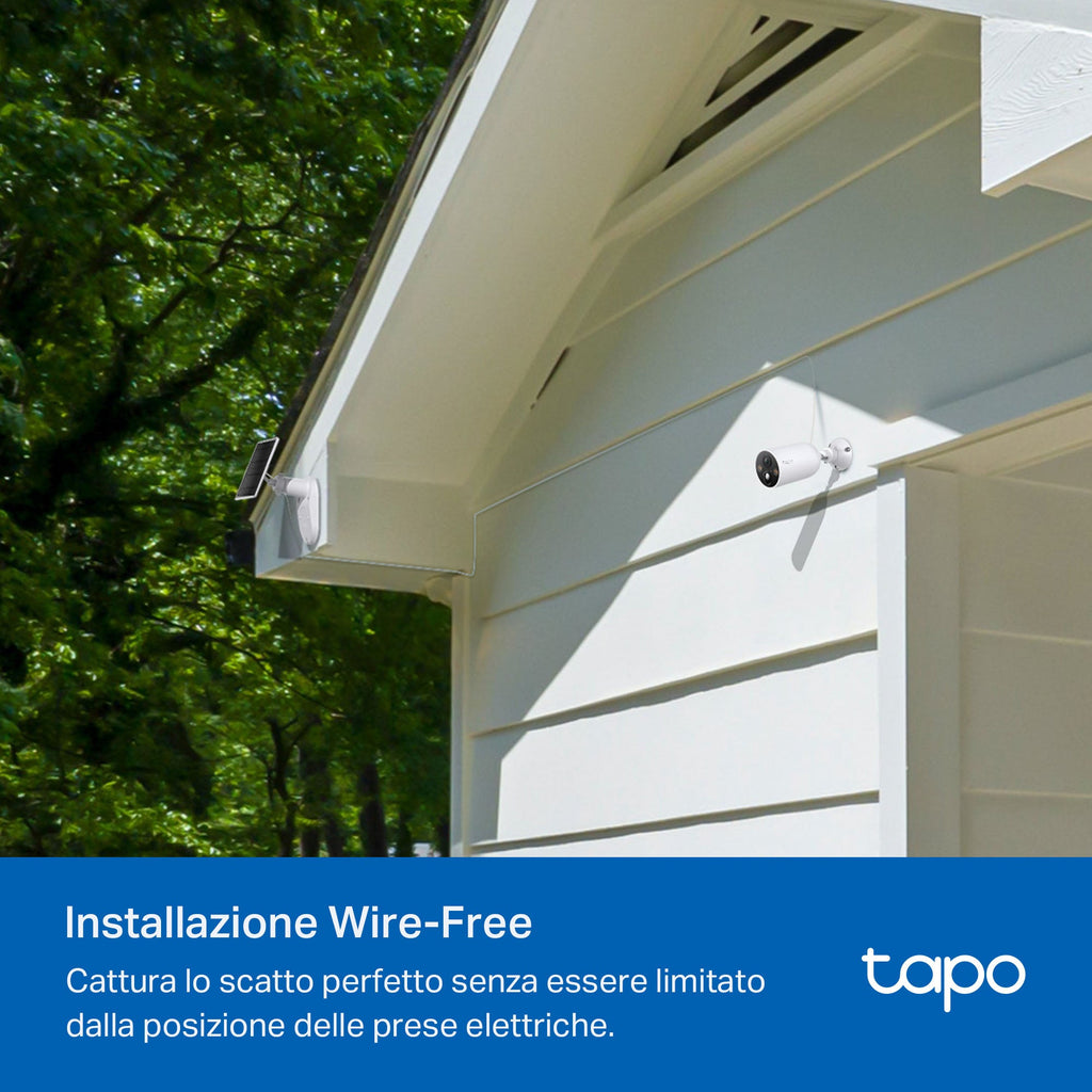 Tapo C425 KIT Telecamera Wi-Fi Esterno a Batteria 2K 4MP con Pannello Solare, Visione Notturna a Colori
