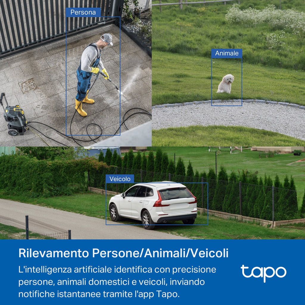 Tapo C530WS Telecamera Wi-Fi Esterno, 3K 5MP, 360° Visuale, Visione Notturna a Colori Starlight, Wi-Fi/Ethernet, 2pz, ⚠️Non a batteria