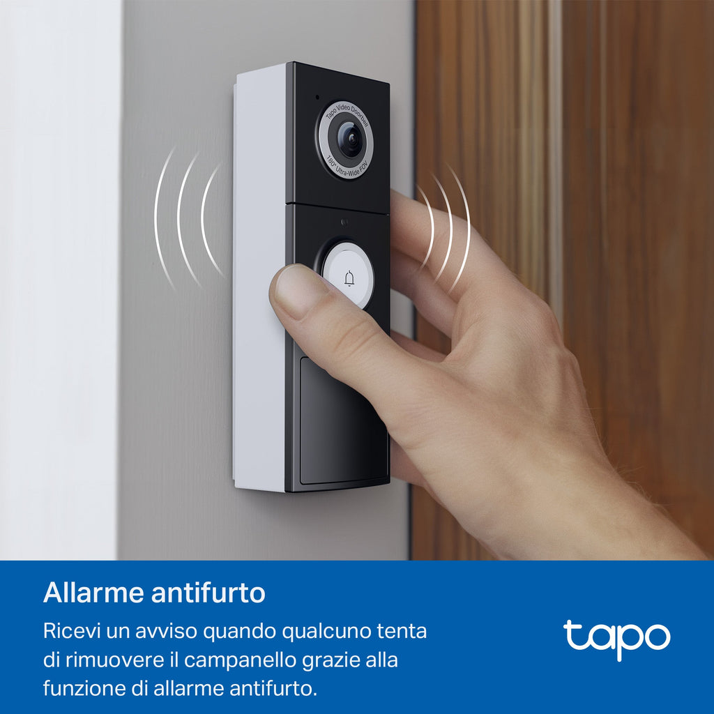 Tapo D235 Video Campanello 2K 5MP, Visione Notturna a Colori, Batteria 10000mAh o Connessione Cablata
