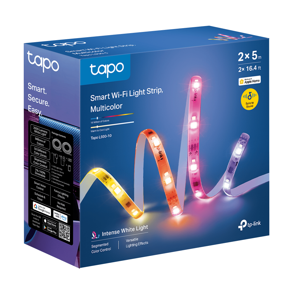 Tapo L930-10 Striscia LED Smart Wi-Fi Multicolore 2x5m, Extra-Luminosa, Zone Colore, Rivestimento Esterno, Controllo Vocale con Alexa TP-Link Showroom viveresmart.store & augmentedrealityoffers.com - P. IVA 02867250694 - DI PENTA ALESSIO - VIALE NETTUNO 167, 66023, FRANCAVILLA AL MARE (CH) - REA CH-438573