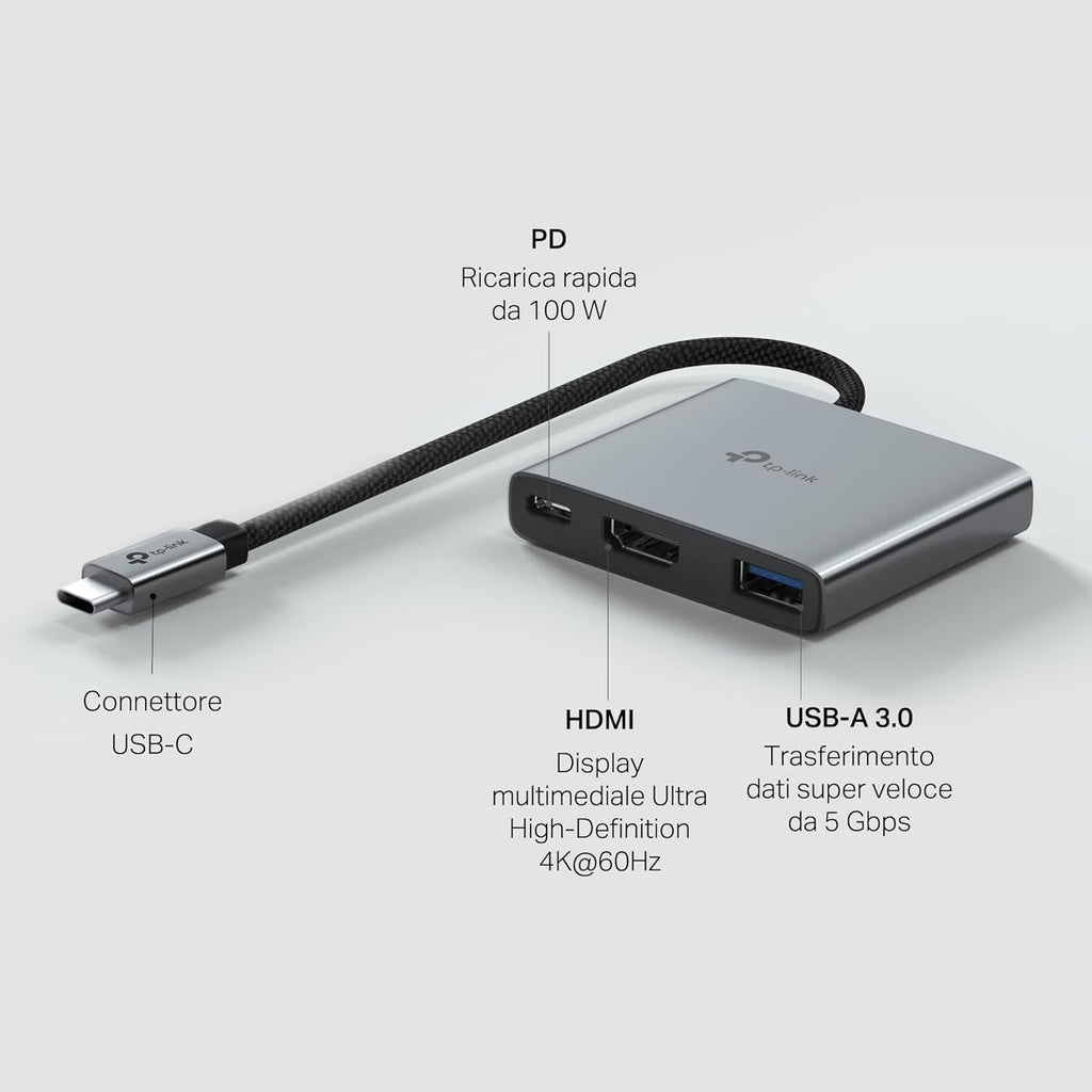 UH3020C Hub USB-C 3 in 1, HDMI 4K@60Hz TP-Link Showroom viveresmart.store & augmentedrealityoffers.com - P. IVA 02867250694 - DI PENTA ALESSIO - VIALE NETTUNO 167, 66023, FRANCAVILLA AL MARE (CH) - REA CH-438573
