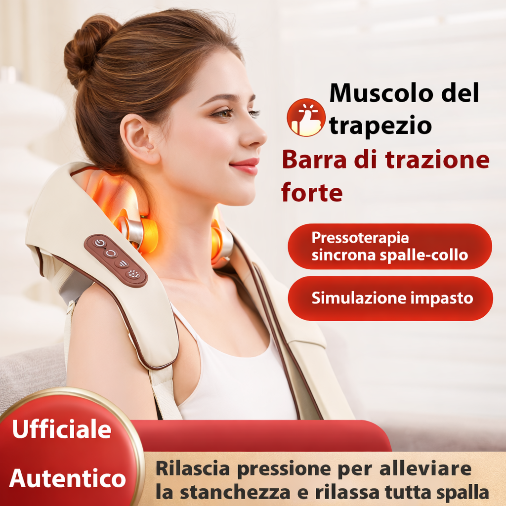 Massaggiatore Elettrico Senza Fili per Collo e Spalle – Portatile con Funzione Calore, Ideale per Casa, Ufficio e Auto