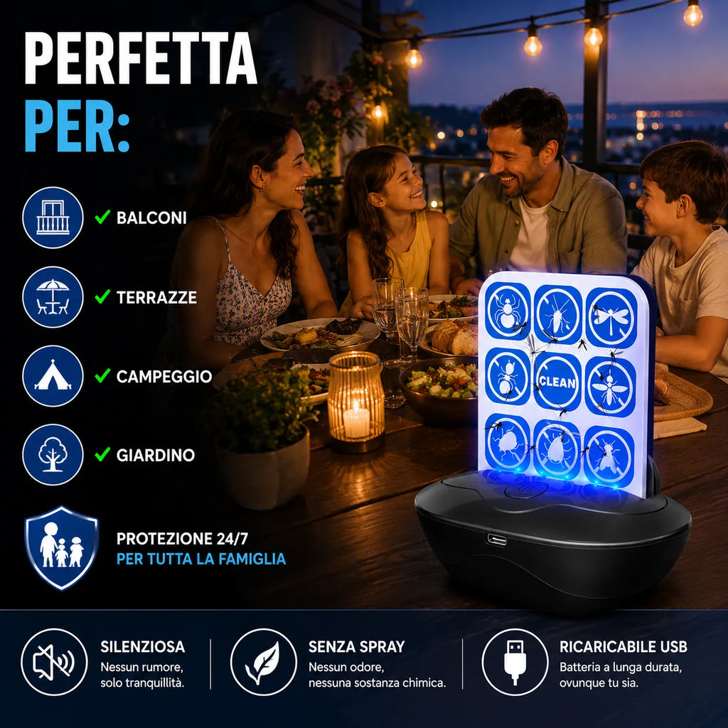 Trappola UV per Zanzare e Insetti Ricaricabile USB – Cattura Adesiva Silenziosa Senza Spray – Sicura per Bambini e Animali – Ideale per Casa, Camera da Letto, Balcone, Terrazza e Campeggio
