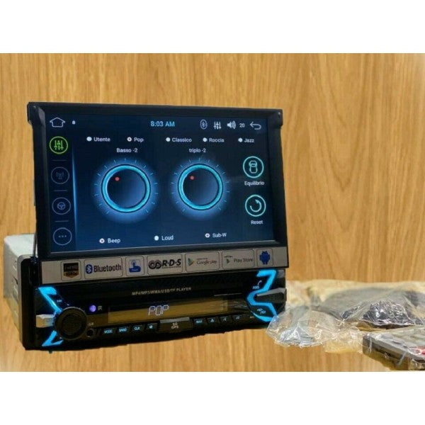 Autoradio 1 din schermo a scomparsa 7" auto touch bluetooth usb sd camera