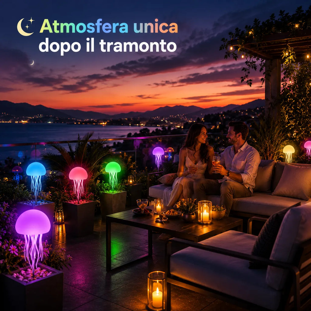 Lampada Medusa LED RGB Ricaricabile con Sensore Sonoro – Luce Innovativa Notturna Atmosfera Oceanica