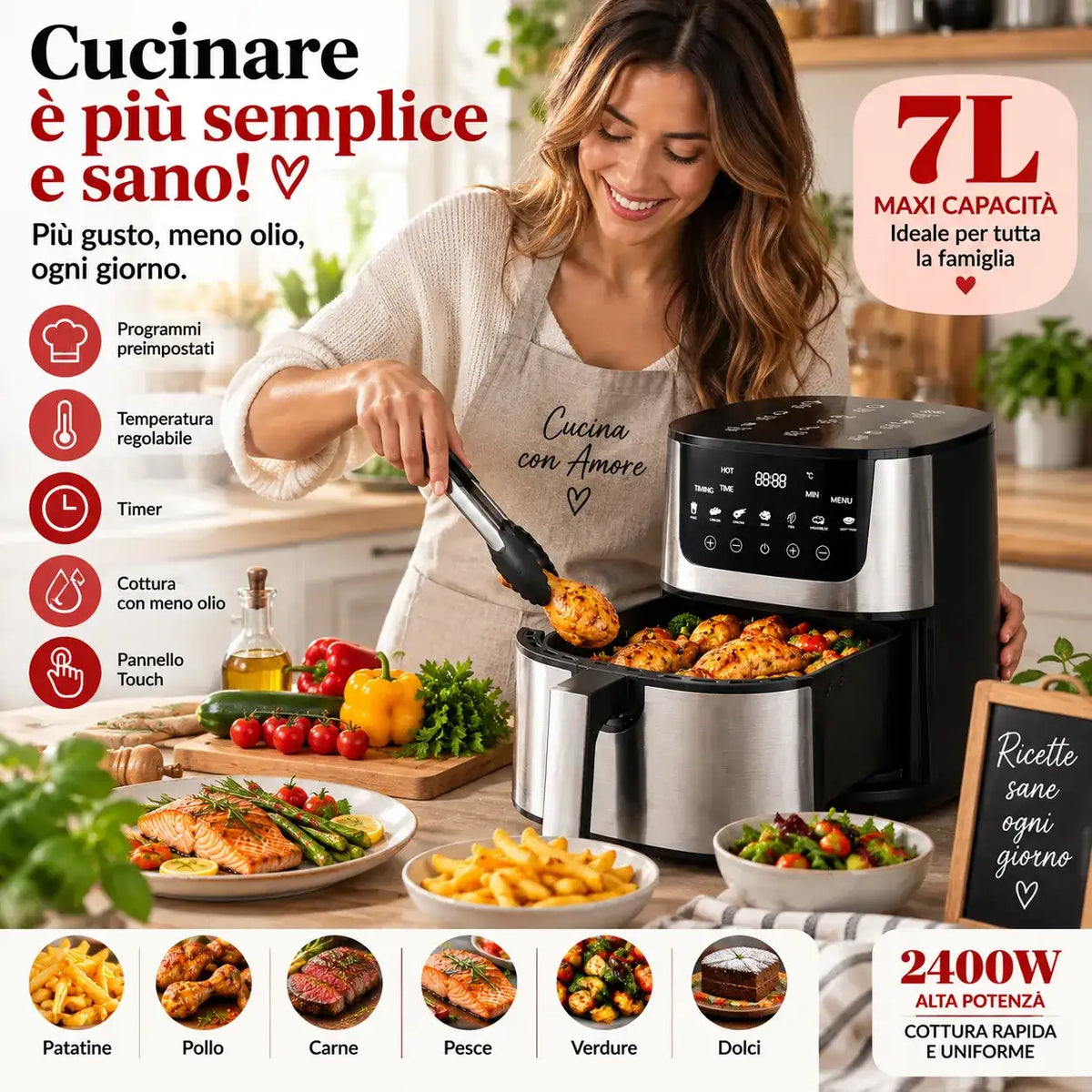 Friggitrice ad Aria Digitale 7L - MercatoneSmart.it