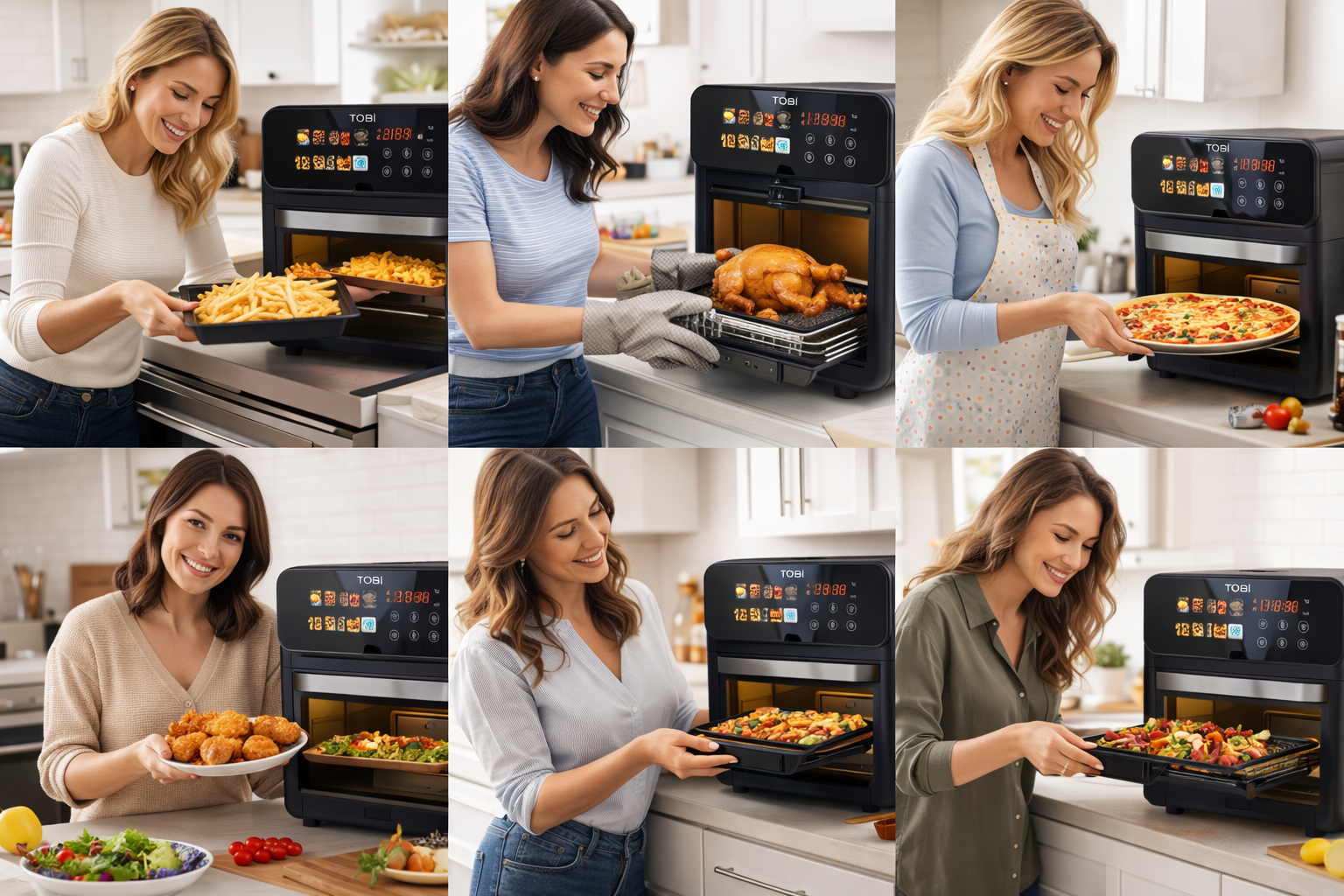 Friggitrice ad Aria 16L 2400W con Display Full Color Touch 12 Programmi Automatici  Forno Air Fryer Digitale XXL