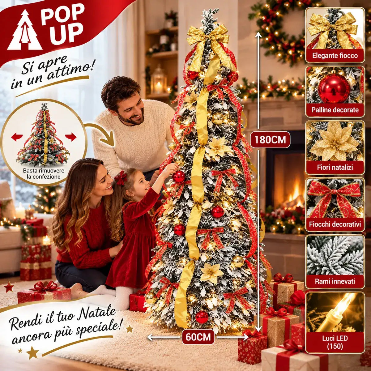 Albero pop-up 180cm neve - Mercatone Smart