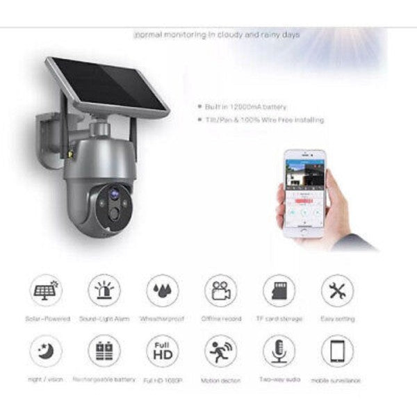 Camera con pannello solare wifi p2p 355° 12a 3,6mm audio bidirezionale q-sx01