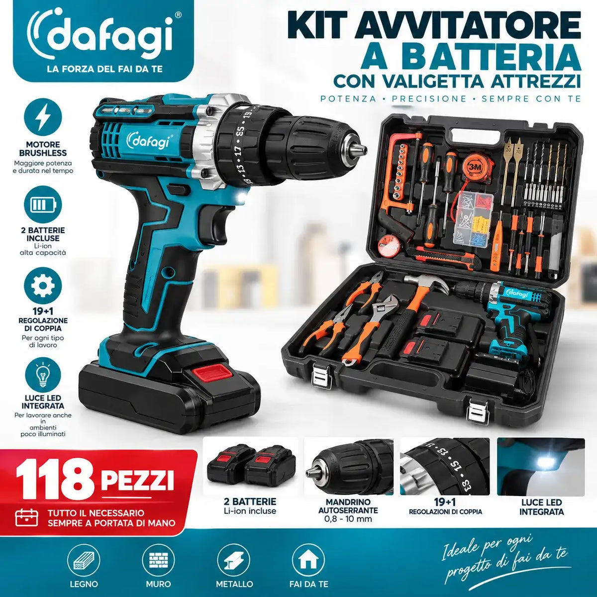 Kit Valigetta Attrezzi 118 Pezzi - MercatoneSmart.it