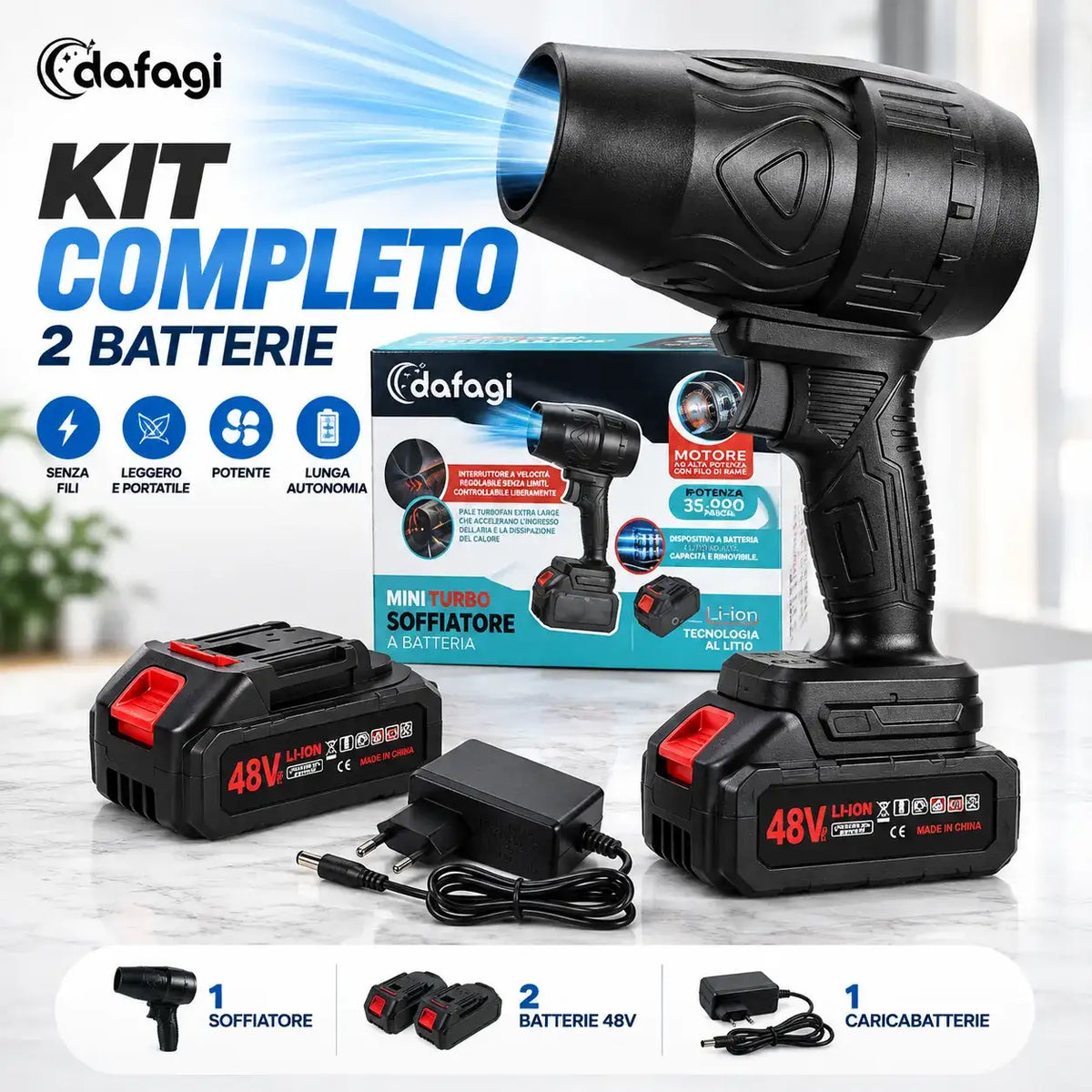 Mini Turbo Soffiatore Cordless