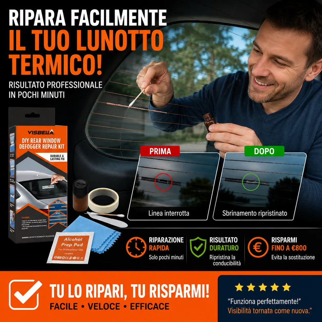 Visbella Kit di Riparazione Fai da Te per Sbrinatore Lunotto Posteriore – Ripara Linee della Griglia del Vetri