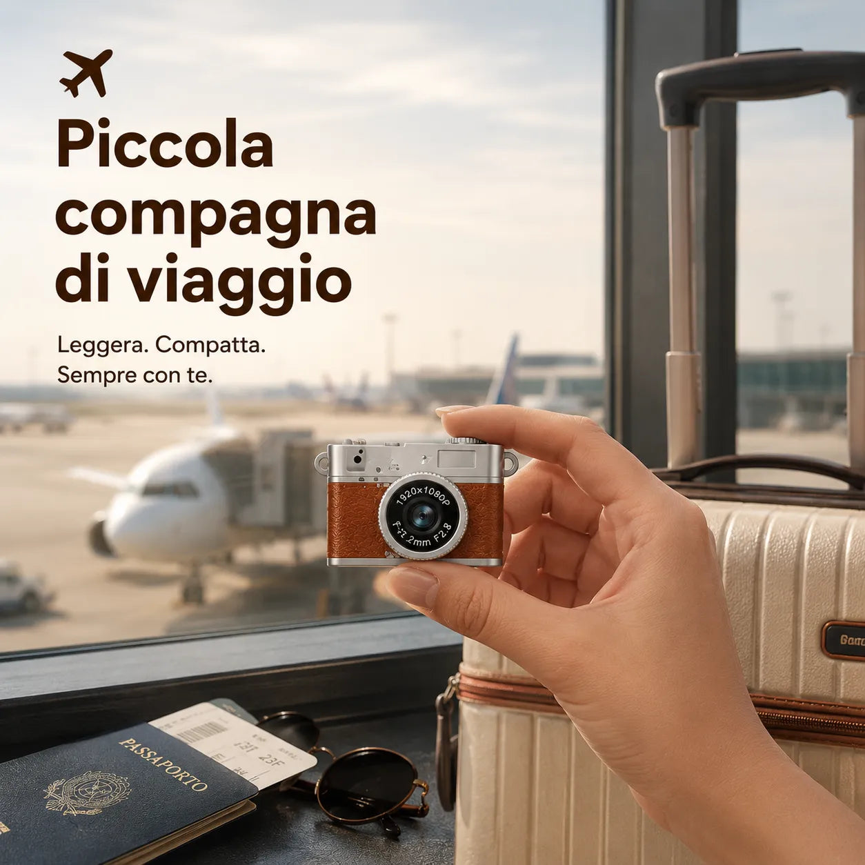 Mini Fotocamera Portachiavi HD 1080P – Nano Camera Retrò con Schermo IPS 0,96", Batteria Ricaricabile e Supporto TF fino a 128GB