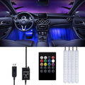 Striscia LED AutoLuci LED Interne per Auto con 48 LED RGB 4 Barre Striscia LED Auto 8 Colori Illuminazione Auto Strisce 4 Modalità Musica Telecomando  Alimentato da USB