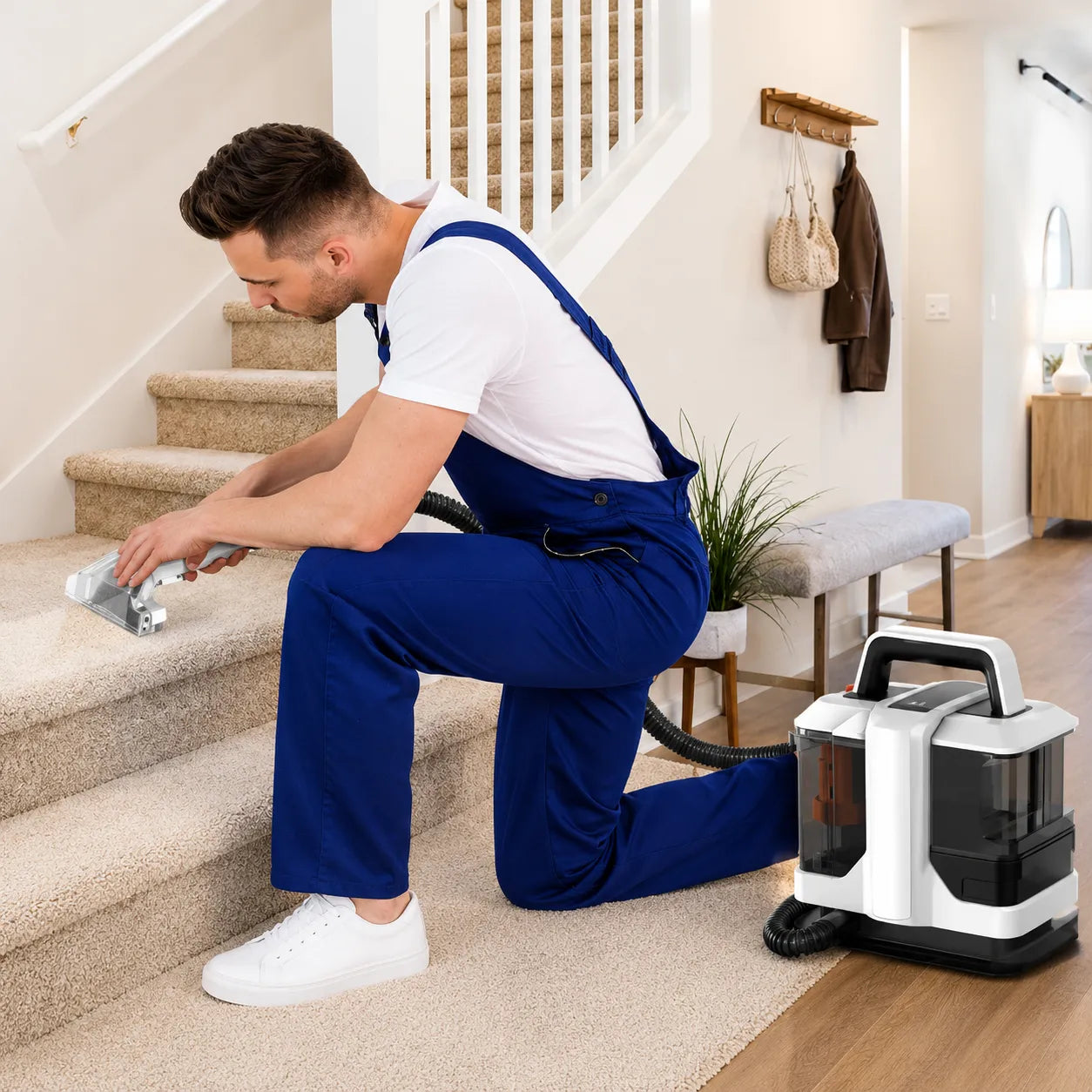 Lavatappezzeria Portatile Professionale 750W con Aspirazione 15KPa, Sistema Spray Integrato e Doppio Serbatoio