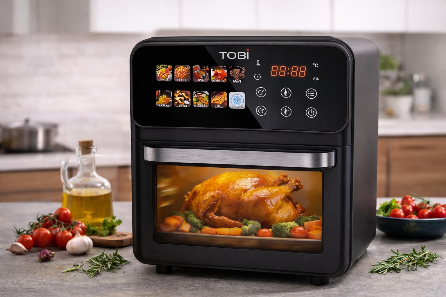 Friggitrice ad Aria 16L 2400W con Display Full Color Touch 12 Programmi Automatici  Forno Air Fryer Digitale XXL