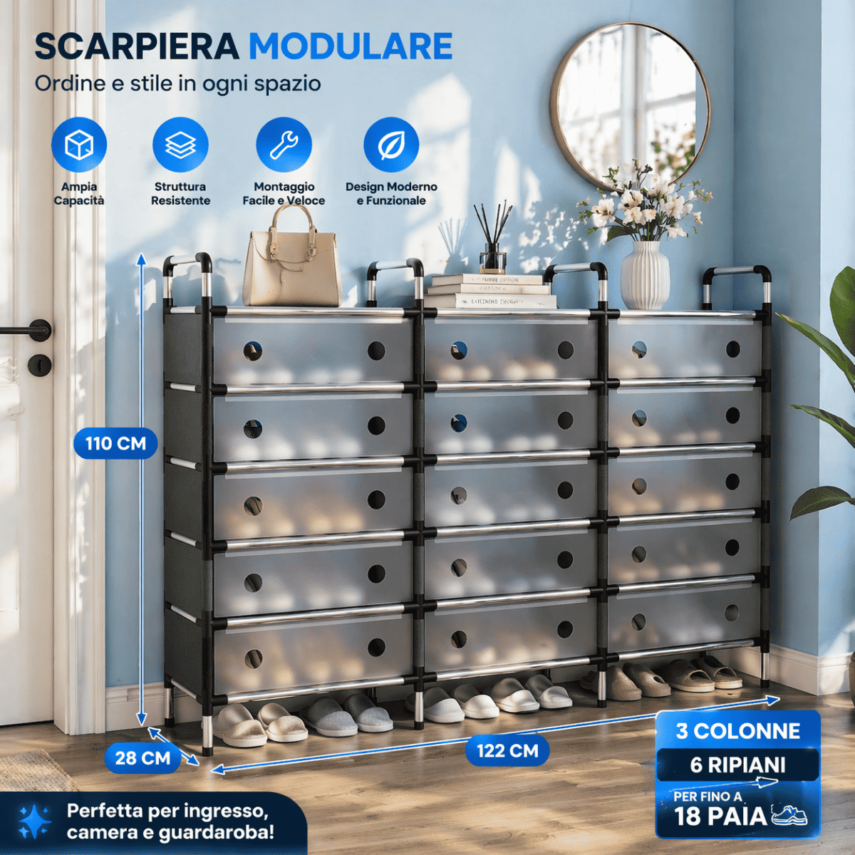 Scarpiera Modulabile Salvaspazio - MercatoneSmart.it