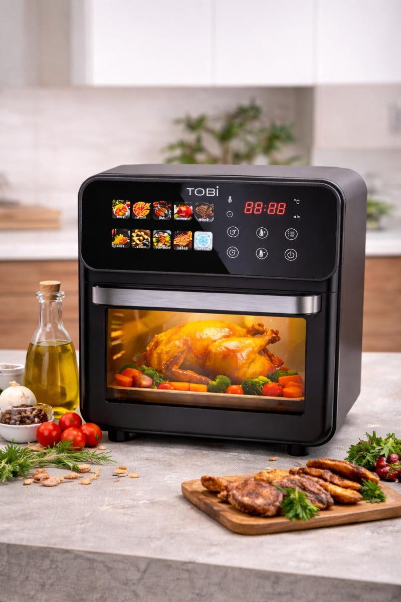 Friggitrice ad Aria 16L 2400W con Display Full Color Touch 12 Programmi Automatici  Forno Air Fryer Digitale XXL