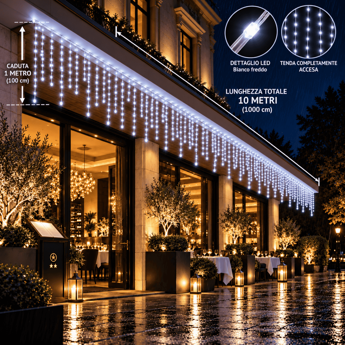 Tenda Luminosa Natalizia 250 LED Bianco freddo