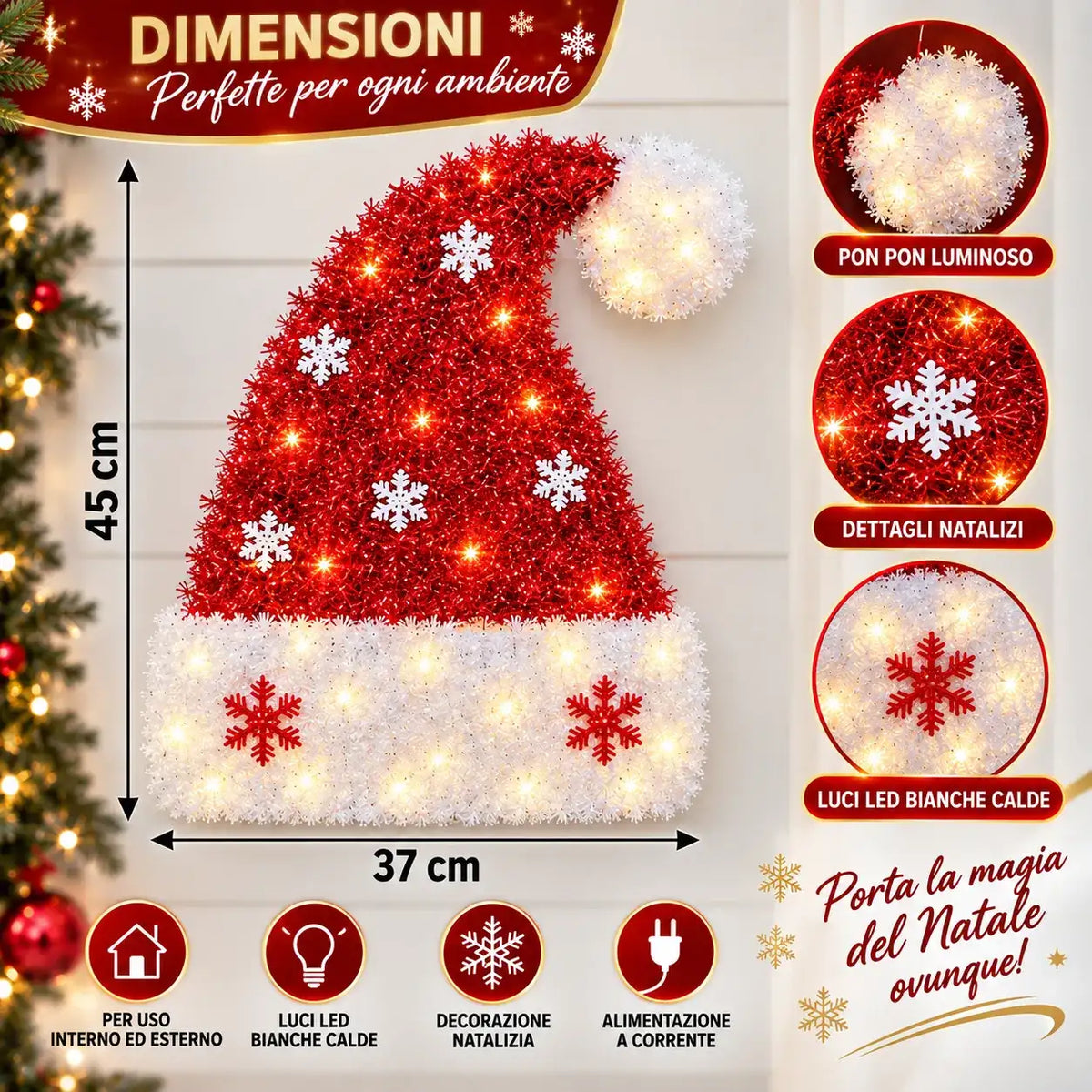 Decorazione Cappello di Babbo Natale - MercatoneSmart.it
