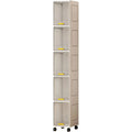 Mobile Salvaspazio Verticale con 5 Ripiani e Ruote – Armadio Slim Multiuso 20x30x138,5 cm – Organizer per Bagno, Cucina, Camera e Lavanderia – Apertura a Ribalta – Colore Bianco