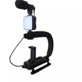 kit treppiede video con microfono a luce led kit di registrazione video per smartphone supporto per fotocamera portatile a forma di u