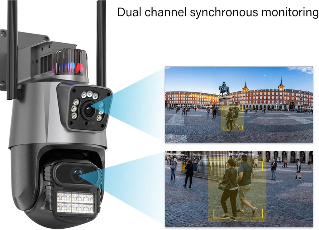 Telecamera di Sicurezza Wireless Esterna 8MP PTZ con Visione Notturna a Colori e Audio Bidirezionale