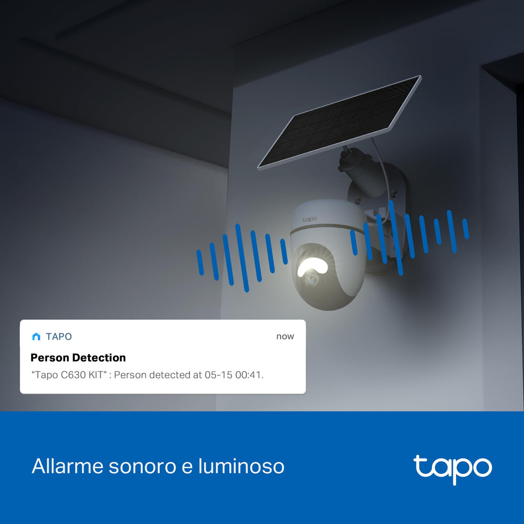 Tapo C630 KIT Telecamera Wi-Fi Esterno 3K 5MP Senza Fili con Pannello Solare, 360° PTZ, Batteria 6700mAh TP-Link Showroom viveresmart.store & augmentedrealityoffers.com - P. IVA 02867250694 - DI PENTA ALESSIO - VIALE NETTUNO 167, 66023, FRANCAVILLA AL MARE (CH) - REA CH-438573