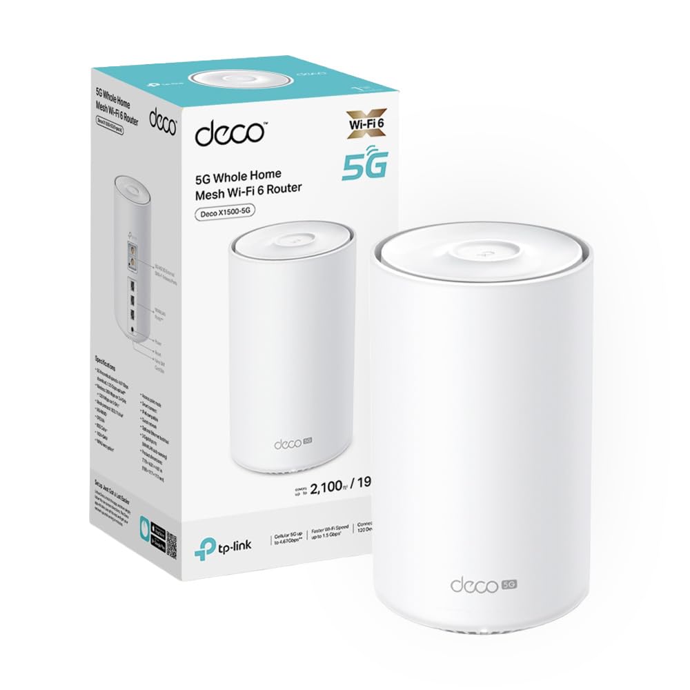 Deco X1500-5G Router 5G Mesh Wi-Fi 6 AX1500Mbps, 3 Porte Gigabit