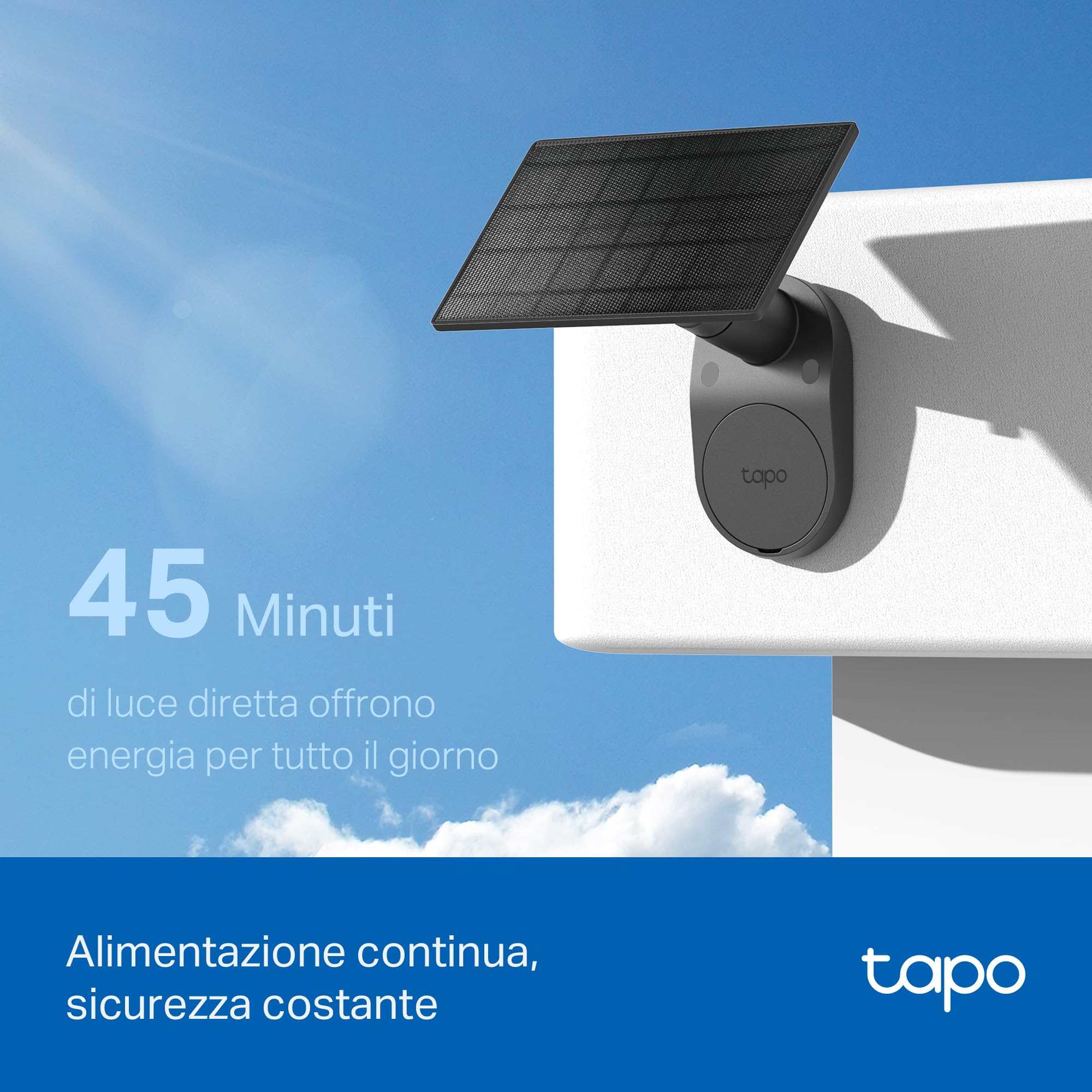 Tapo C411 KIT Telecamera Wi-Fi Esterno a Batteria 2K 3MP con Panello Solare, Visione Notturna a Colori
