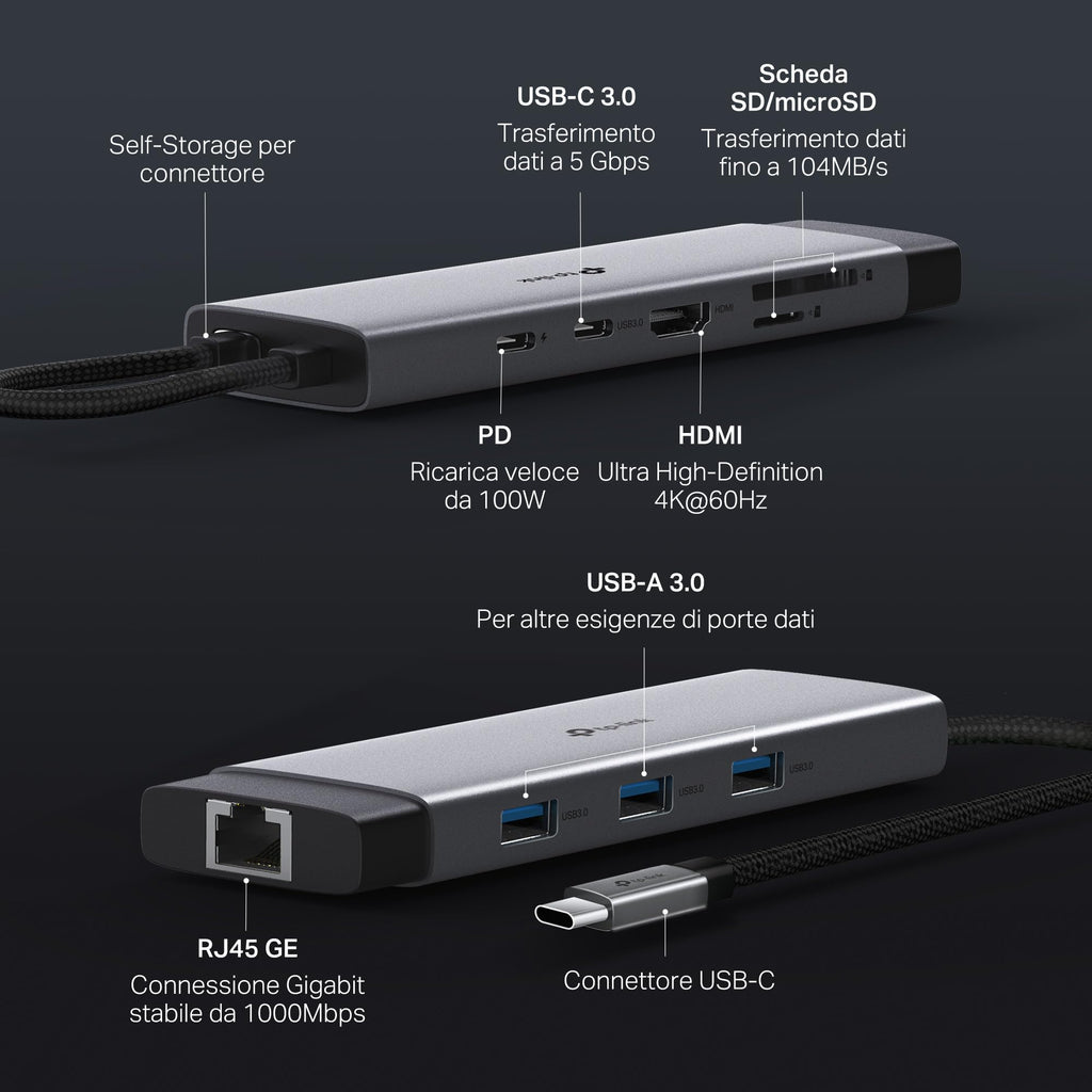 UH9120C Hub USB C 9 in 1, HDMI 4K@60Hz, Gigabit Ethernet, SD & microSD UHS-I TP-Link Showroom viveresmart.store & augmentedrealityoffers.com - P. IVA 02867250694 - DI PENTA ALESSIO - VIALE NETTUNO 167, 66023, FRANCAVILLA AL MARE (CH) - REA CH-438573