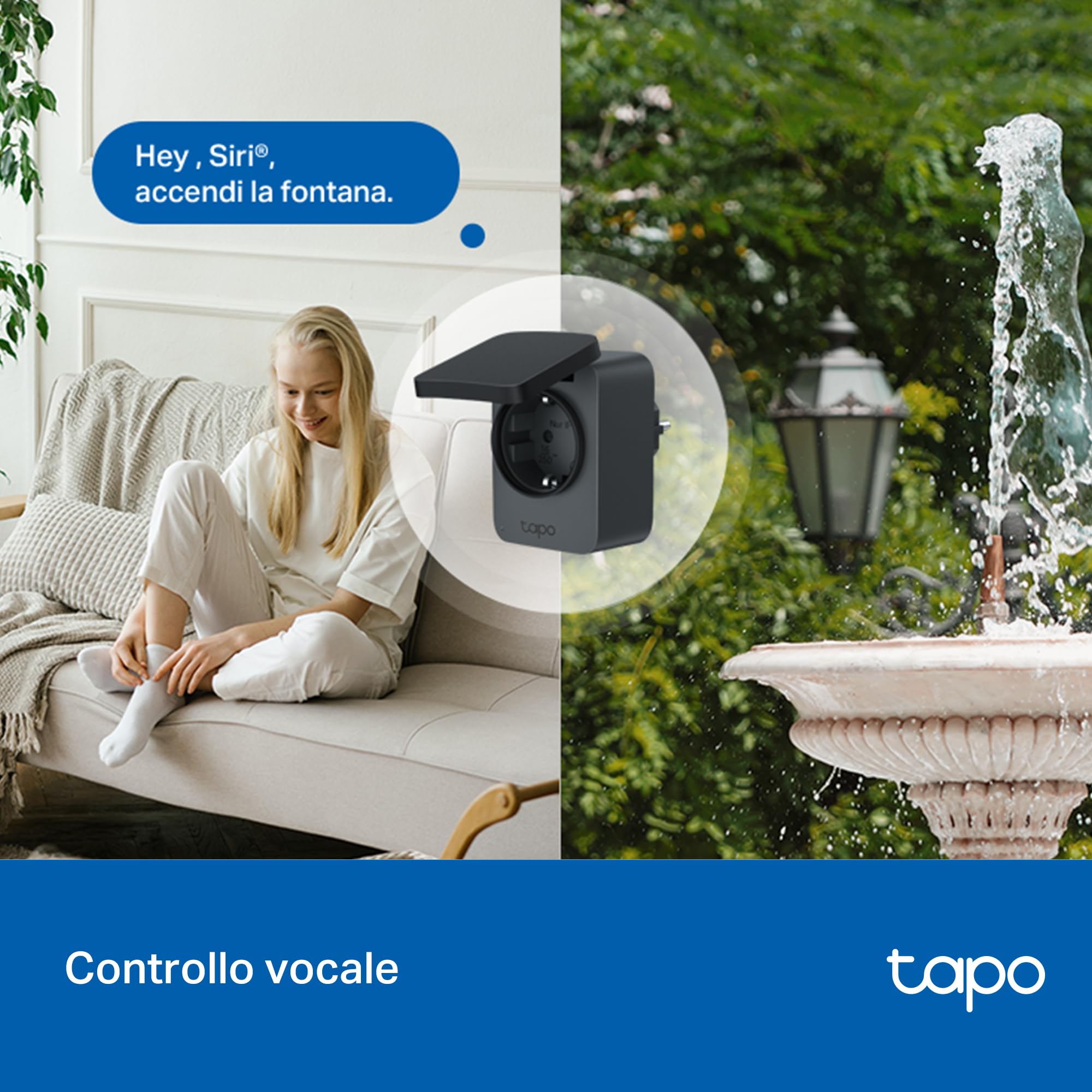 Tapo P410M Presa Smart Esterna Wi-Fi IP54, 16A, Anti-Sovraccarico, Monitoraggio Energia, Controllo Vocale con Alexa, Certificato Matter