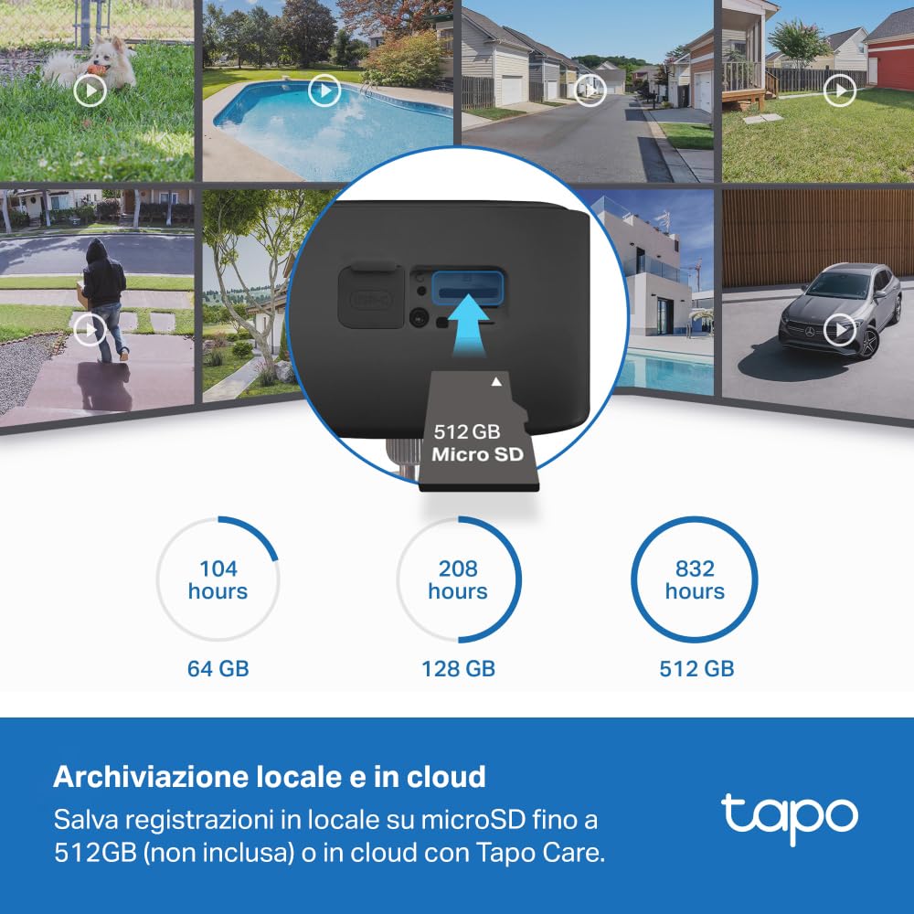 Tapo C401 Telecamera Wi-Fi Esterno Senza Fili 1080P 2MP, Rilevamento Persone AI, Fino a 180 Giorni, Visione Notturna a Colori, IP65