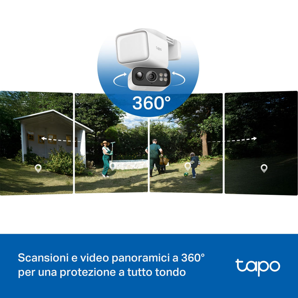Tapo C615F KIT Telecamera WiFi Esterno 2K 3MP Senza Fili con Pannello Solare, Tracking AI 360°, Batteria 10400mAh