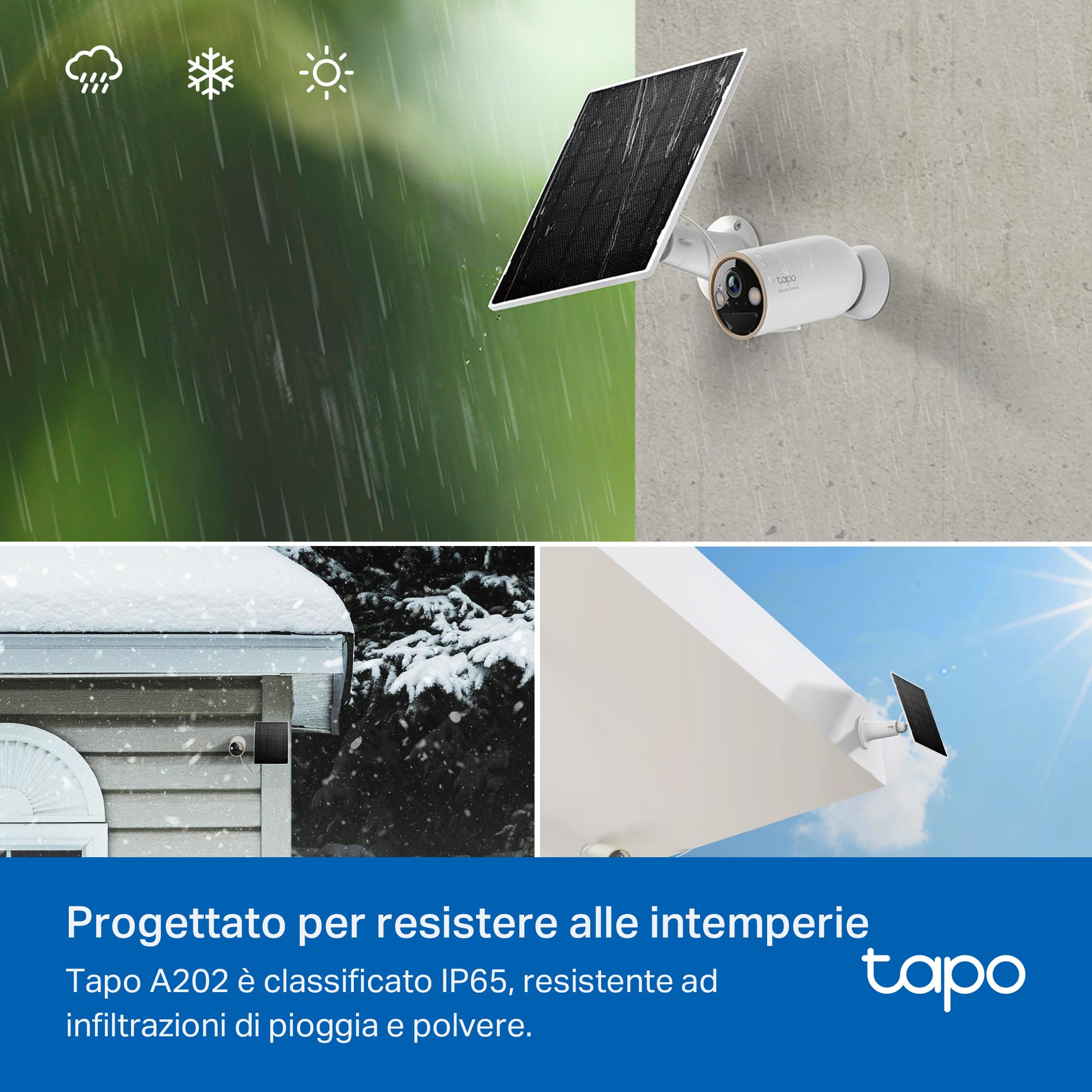 Tapo A202 Pannello Solare 4.5W per Telecamere a Batteria, IP65, Cavo 4m, Regolabile 360° TP-Link Showroom viveresmart.store & augmentedrealityoffers.com - P. IVA 02867250694 - DI PENTA ALESSIO - VIALE NETTUNO 167, 66023, FRANCAVILLA AL MARE (CH) - REA CH-438573