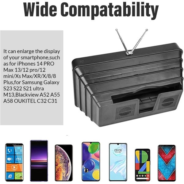 Lente Ingrandimento 12" 3d Hd Schermo Per Telefono Cellulare Supporto Pieghevole