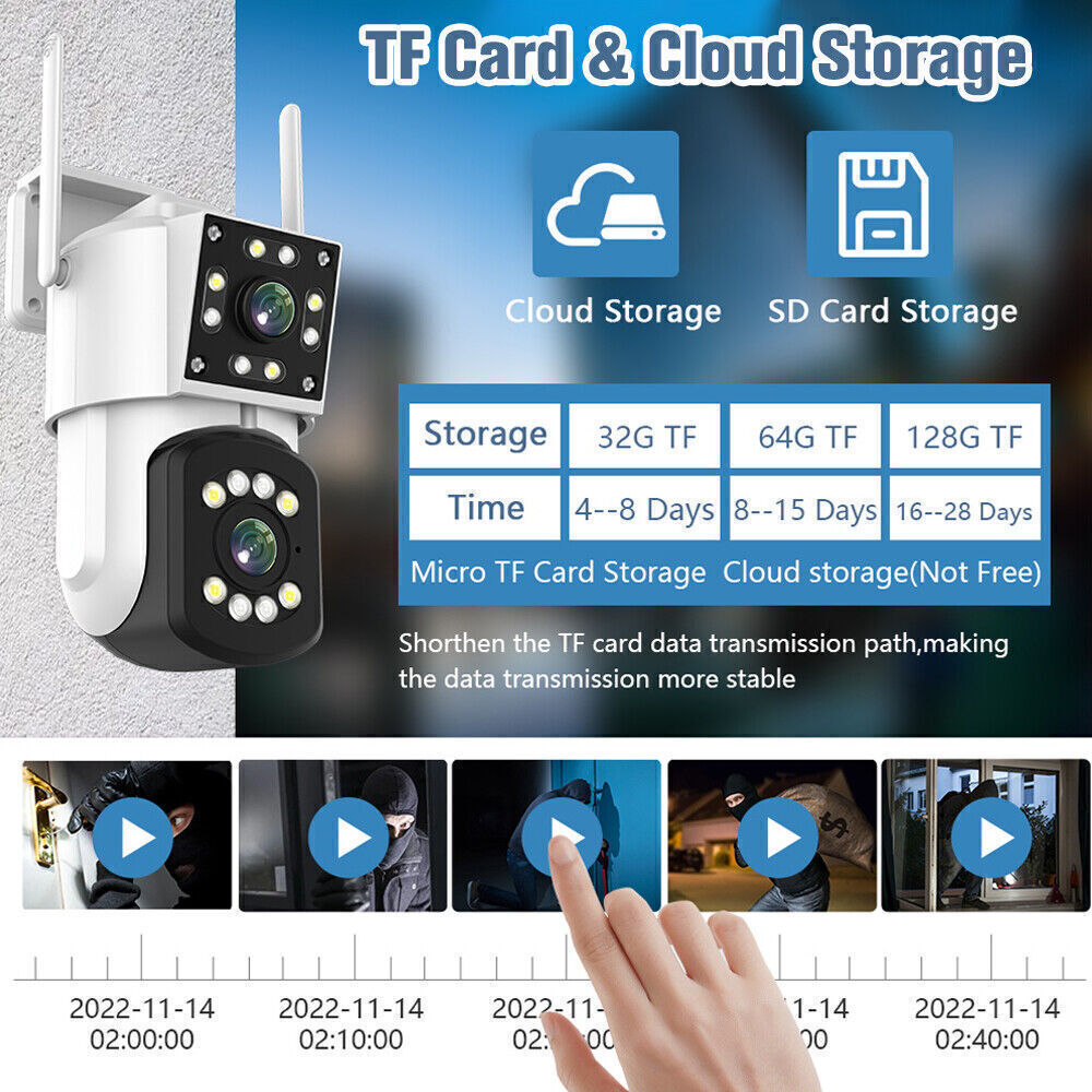 Telecamera di sicurezza WiFi 4 megapixel doppio obiettivo esterno
