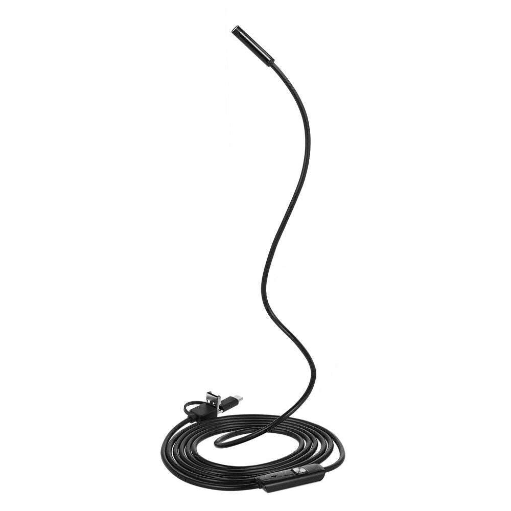Endoscopio 3 in 1 USB/Type-C Boroscopio d'ispezione con fotocamera impermeabile cavo rigido 5 m  per Android Phone PC,