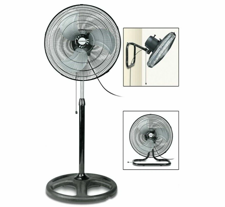 Ventilatore 3 in 1 a Piantana, da Tavolo e a Parete ø43cm Oscillante 3 Velocità Inclinazione Variabile  da parete da tavolo o da colonna