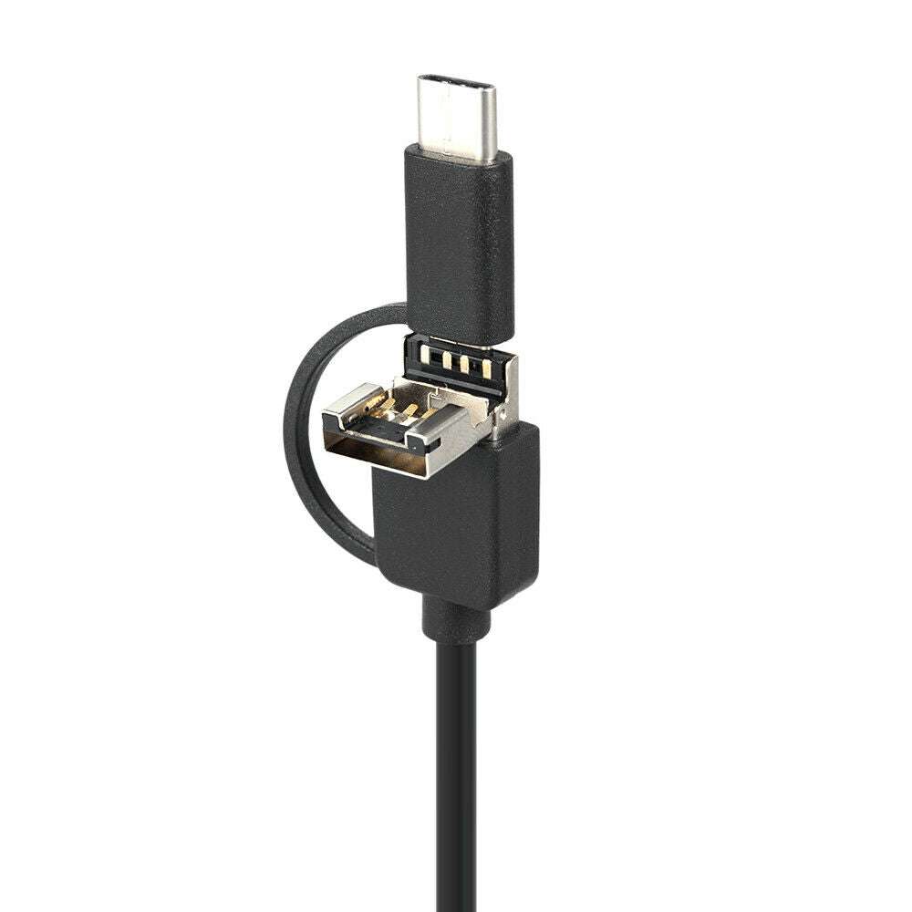 Endoscopio 3 in 1 USB/Type-C Boroscopio d'ispezione con fotocamera impermeabile cavo rigido 5 m  per Android Phone PC,