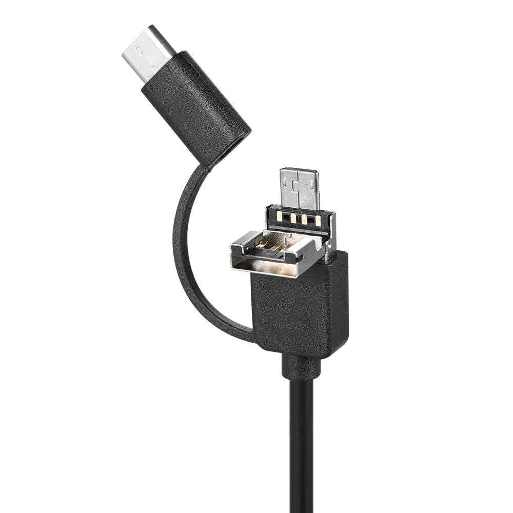 Endoscopio 3 in 1 USB/Type-C Boroscopio d'ispezione con fotocamera impermeabile cavo rigido 5 m  per Android Phone PC,