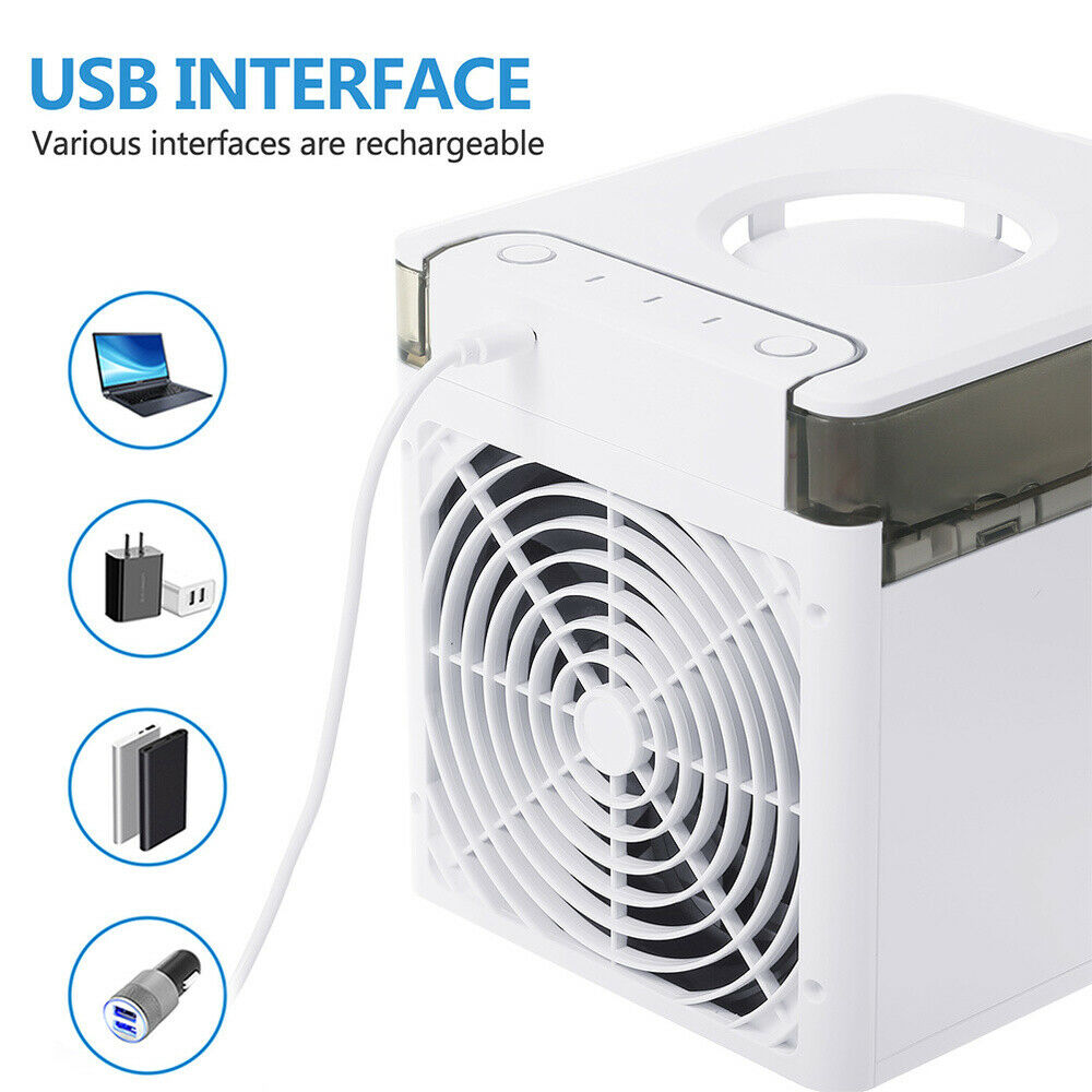 Mini Condizionatore USB Air Cooler 3 in 1 con 3 Velocità 7 Colori led per Casa Ufficio